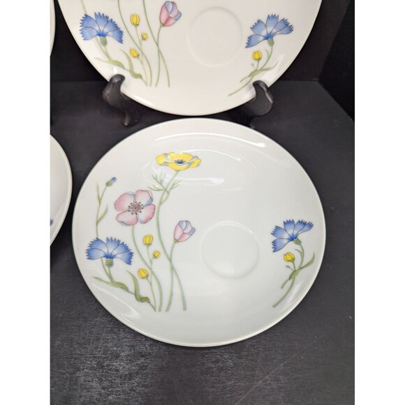 Flower Garden Fine China Seymour Mann Inc 8 1/4" Snack Plate Set of 4 No Cups - Picture 7 of 11